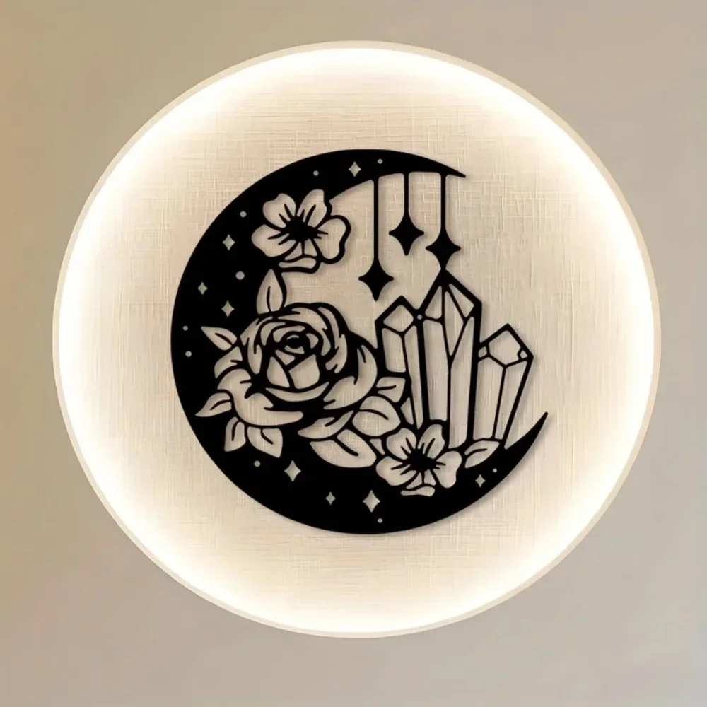 CIFBUY Boho-Wandkunst aus Metall mit Mondblumen-Motiv, wasserfest, langlebig, pulverbeschichtet, Dekoration für Schlafzimmer, Badezimmer, Garten, Zuhause, Innenbereich