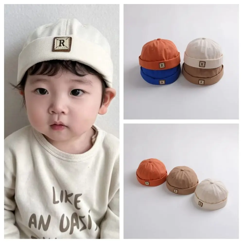 

Solid Color Baby Dome Brimless Hat Kids Landlord Hats Beanie Hip Hop Docker Cap Vintage Children Melon Cap Boys Girls