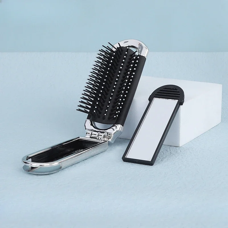 Portable Folding Comb Women Airbag Massage Comb Two in One Removable Vanity Mirror Comb Travel Accessories