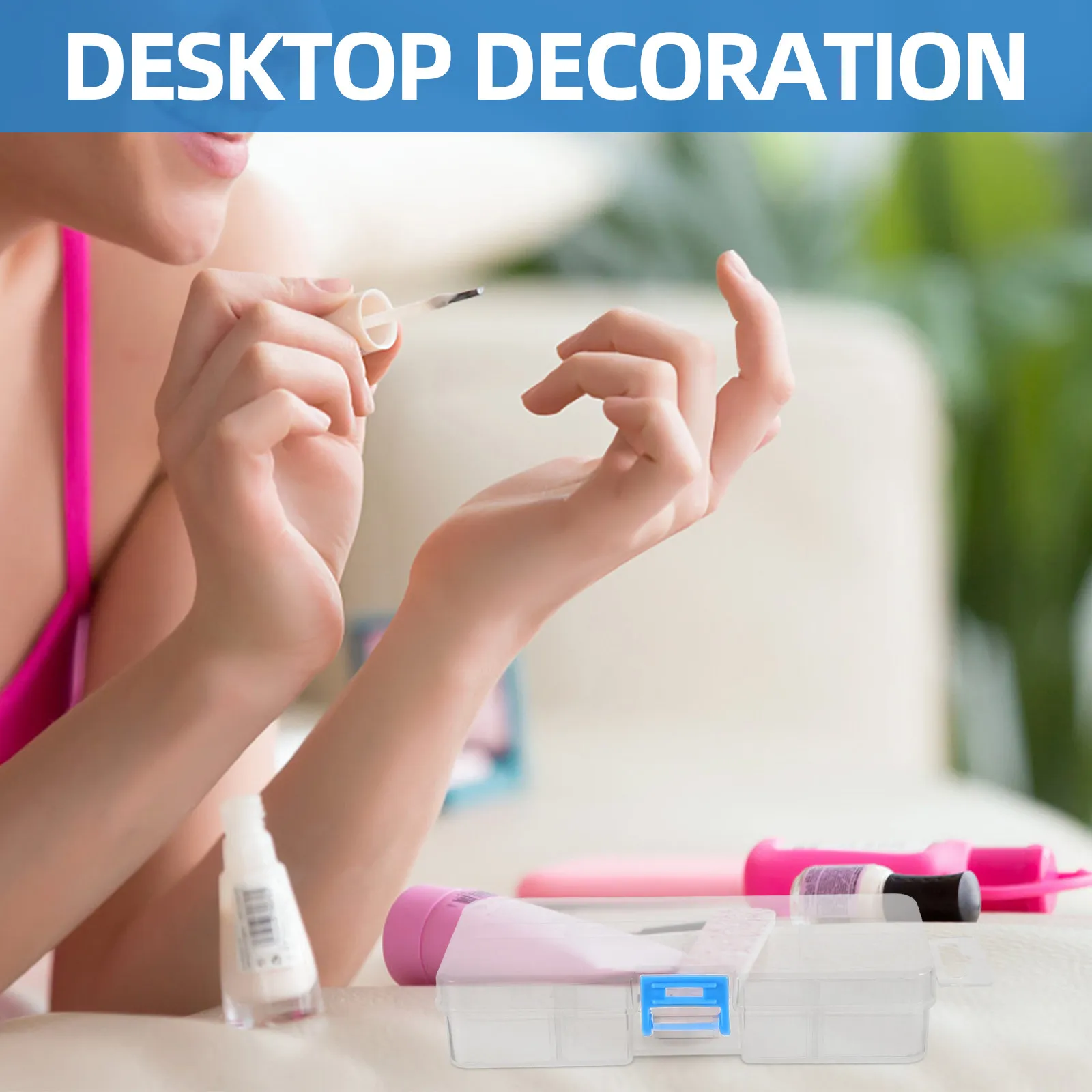 Transparent Nail Tool Storage Box 8 Slots Dustproof Jewelry Organizer Desktop Holder Makeup Display Storage Box