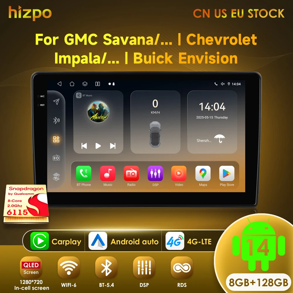 Hizpo-Radio estéreo con GPS para coche, reproductor Multimedia con Android, para Chevrolet Silverado GMC Sierra Impala Traverse Avalanche Yukon Acadia Savana