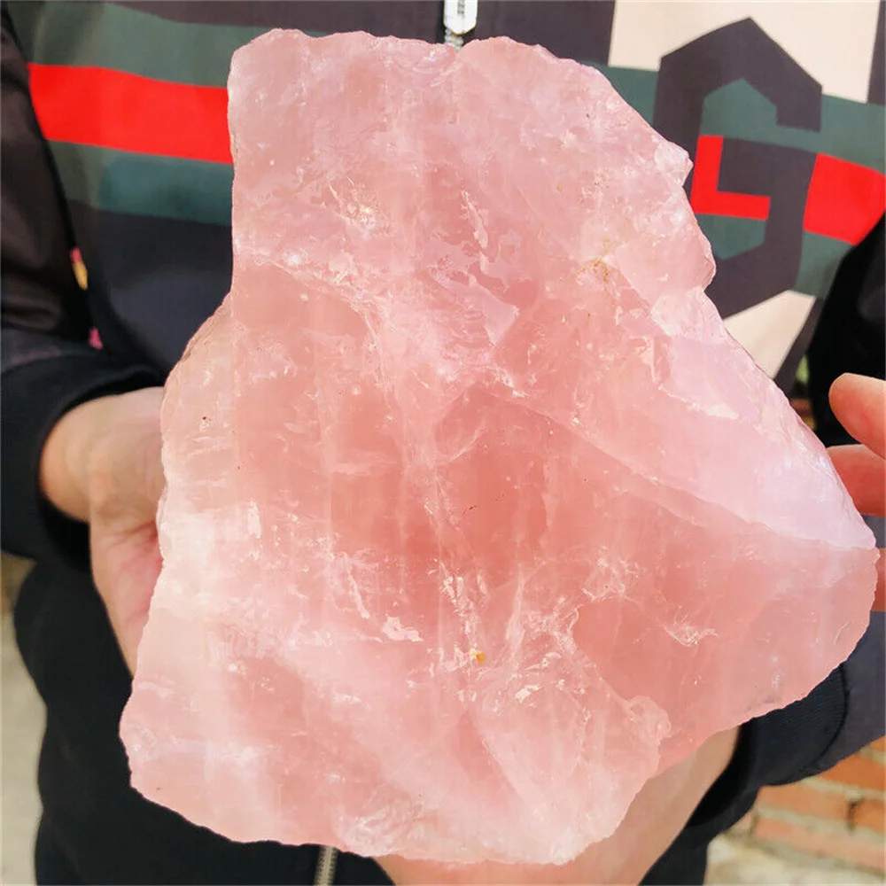 Natural Pink Rose Quartz Crystal Primitive Stone Mineral Sample Repair Reiki Healing Marriage Stone