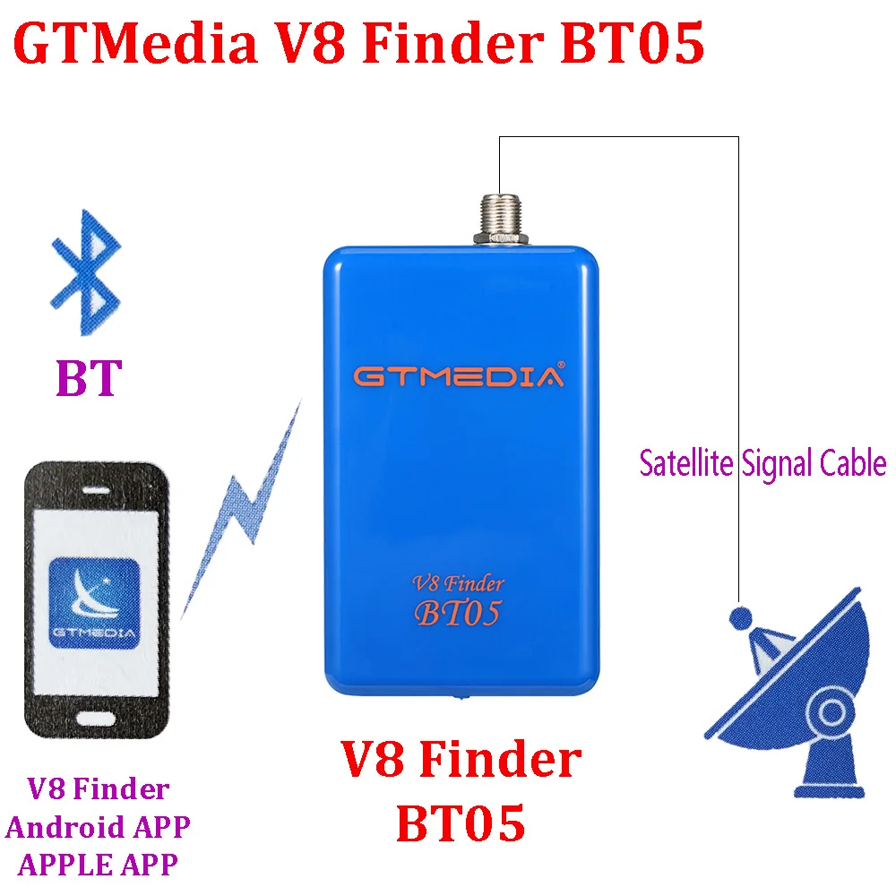 GTMedia V8 Finder BT05  DVBS2 satellite finder support android and ios system 1080p blueteeth BT sat finder li-on battery inside