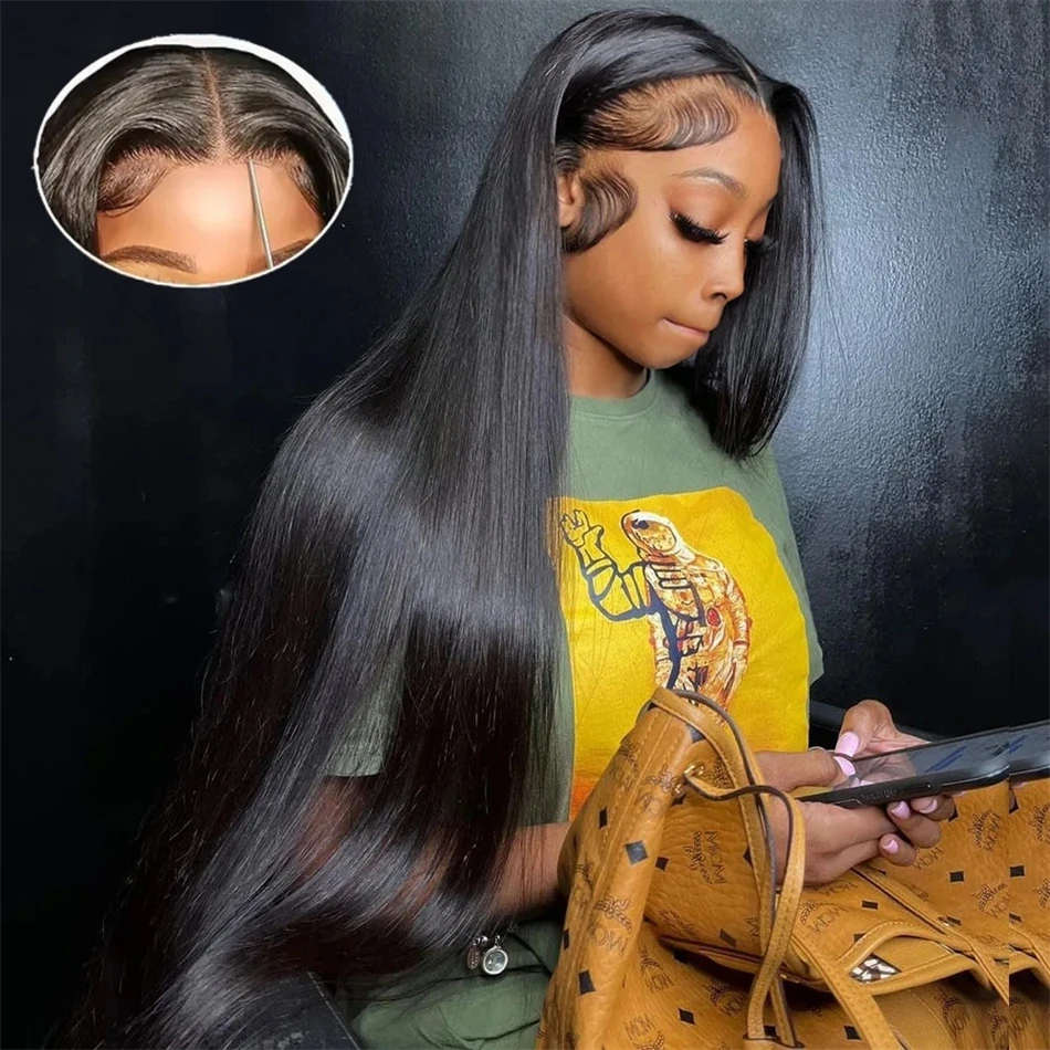 200 Density 32 40 Inch Straight 5x5 Hd Lace Frontal Brazilian Wig 100% Preplucked Glueless Wigs Human Hair Ready to Wear on Sale