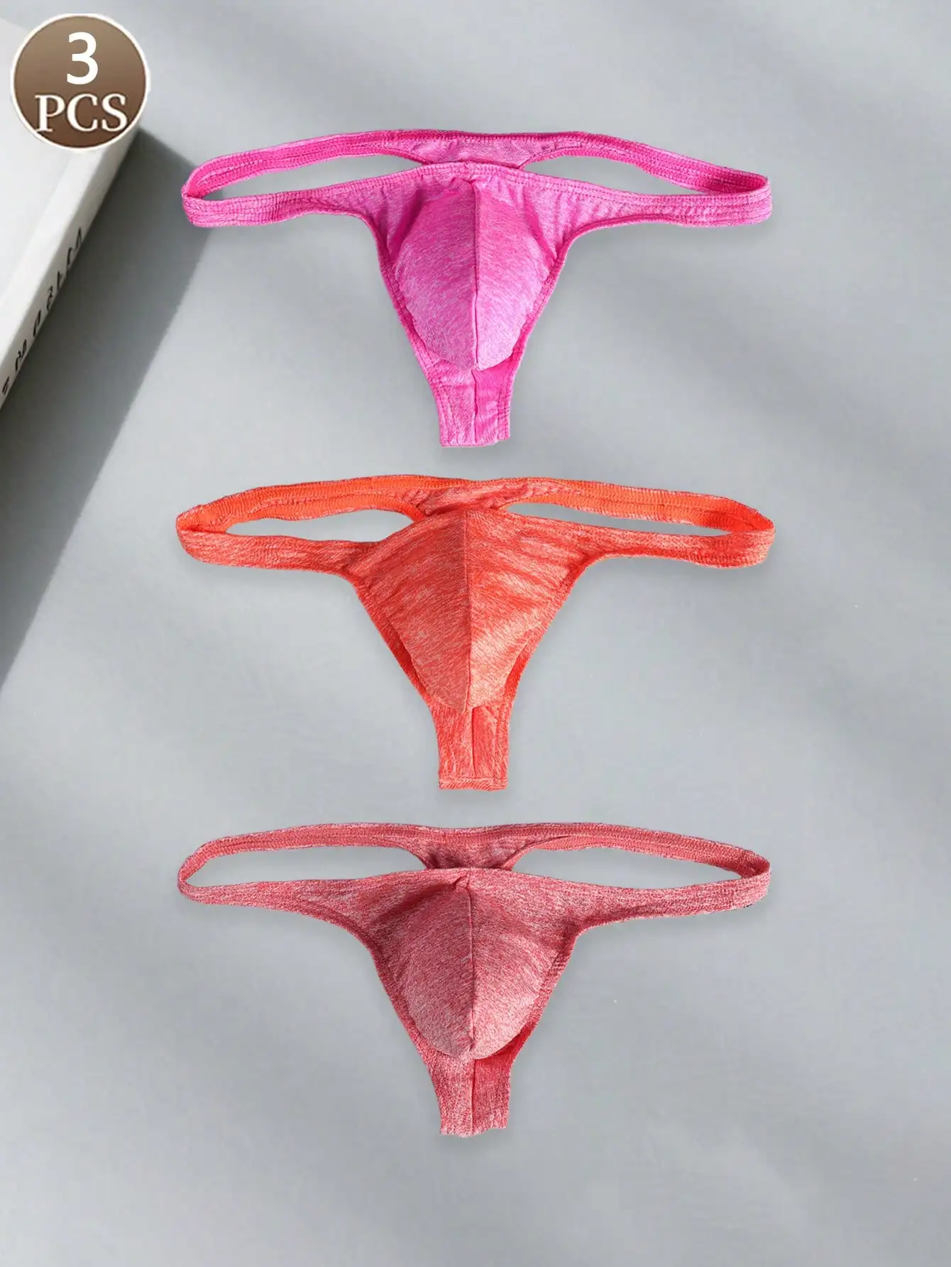 

3 шт., повседневные спортивные базовые трикотажные ткани, мягкие однотонные мужские стринги с низкой талией, модные и удобные