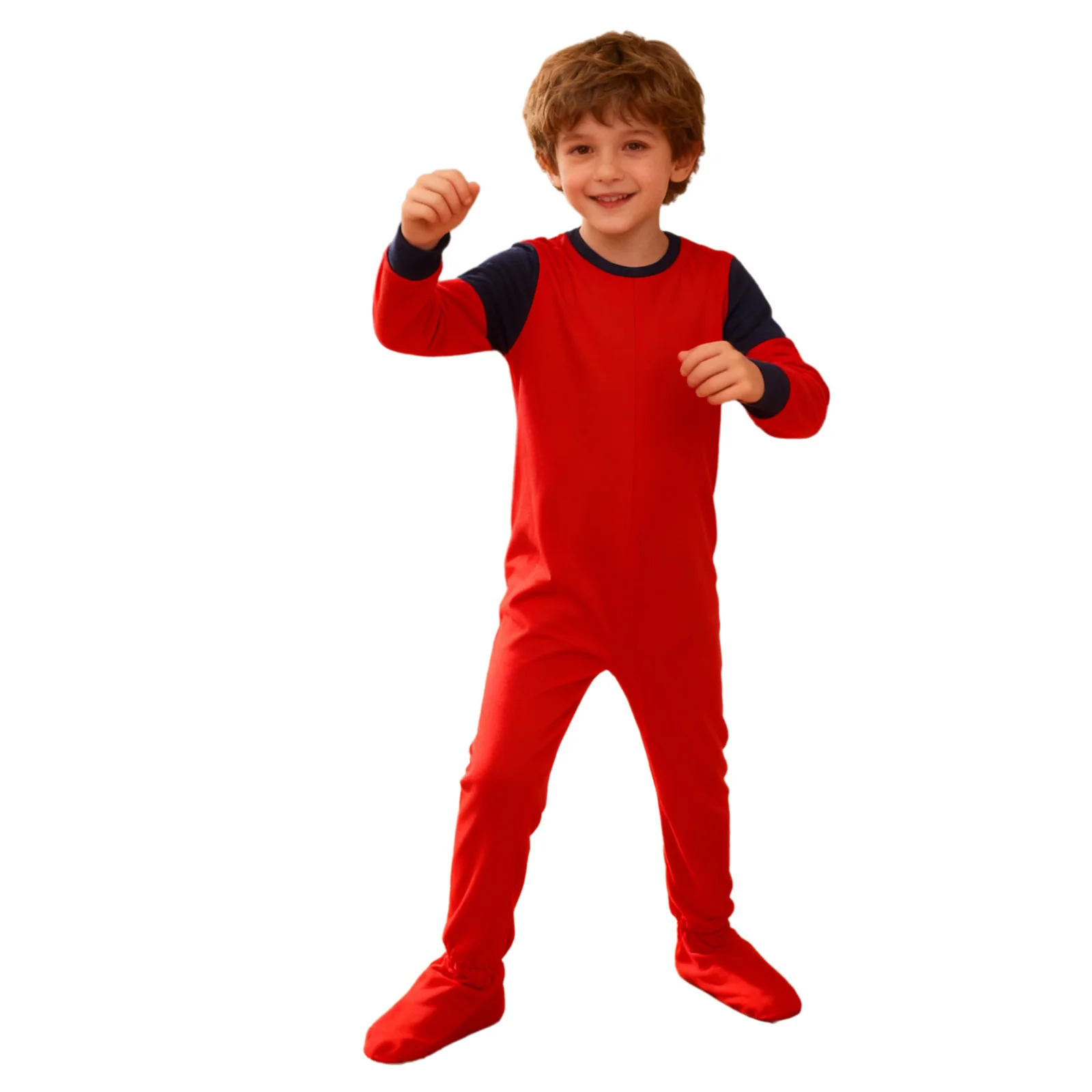 Kids Boys Girls Special Needs Adaptive Clothing Round Neck Long Sleeve Anti-Strip Back Zipper Footed Jumpsuit Rompers Homewear image 3