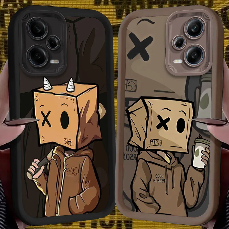 Cartoon Luxury Box Paper Man Soft Case for Xiaomi Redmi Note 13 12 11 Pro Plus 4G 5G 12S 11S 10S 10 9 9S Redmi 14C 13C 12C A3 12