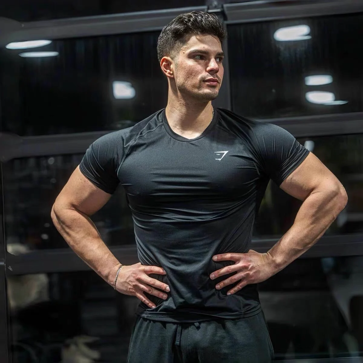 

New Summer Sports Men T Shirts Fitness Training Tops Quick Drying Breathable Stretch Tights Outdoor Exercise Short Sleeves Tees