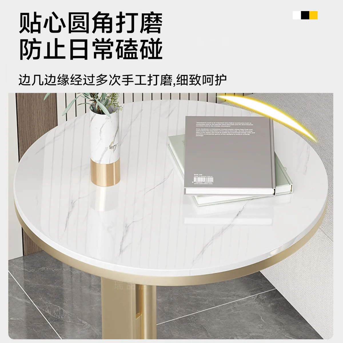 Light luxury rock slab edge few small coffee table sofa corner few living room furniture Italian