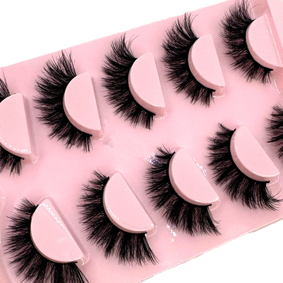 Nuevo 5 pares de pestañas postizas, piel de visón suave y esponjosa, cortas, pestañas de drag queen naturalmente rizadas, adecuadas para auto injerto 6