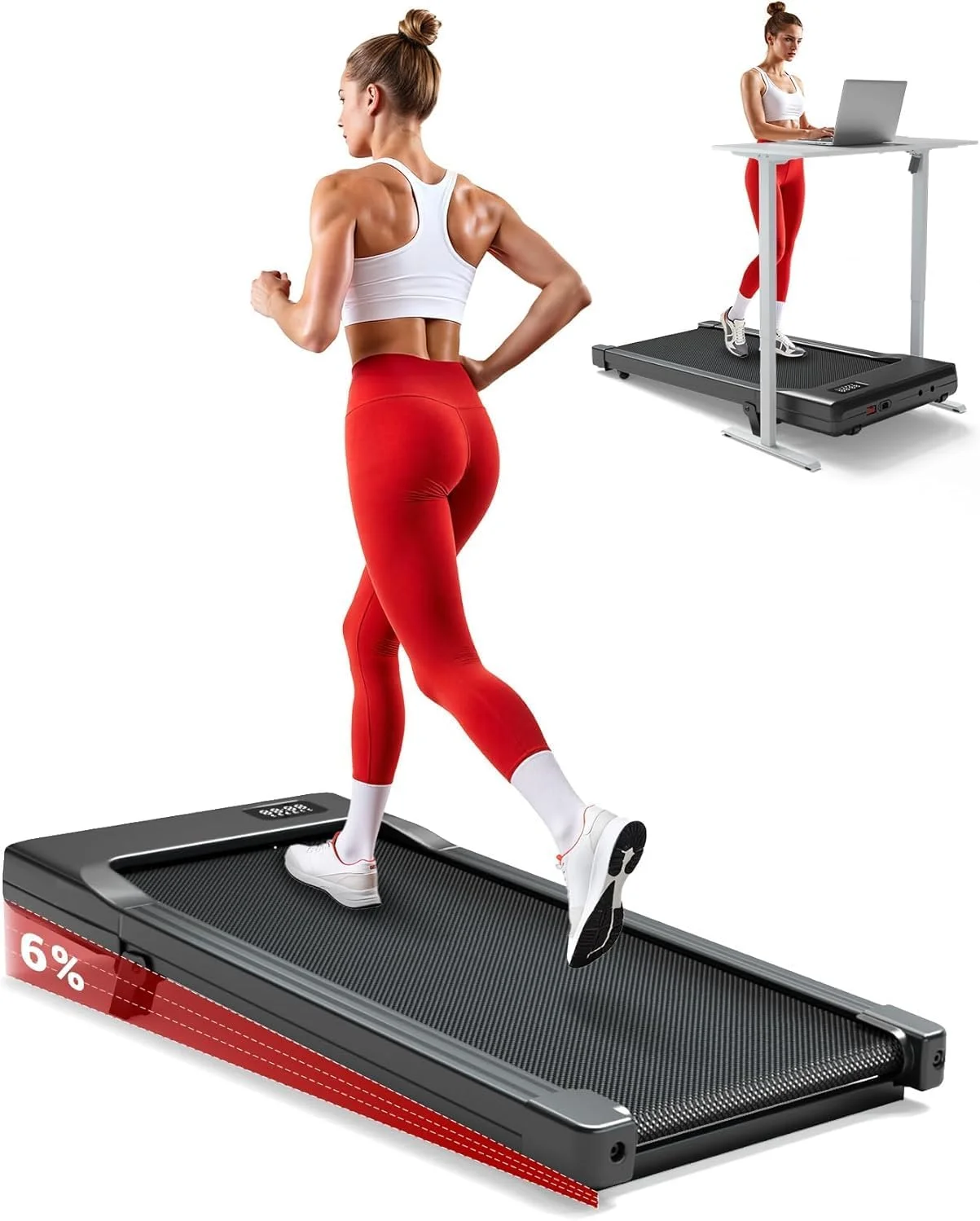 Superun Tapis Roulant con Inclinazione, Tapis Roulant Pieghevole con App e Display LCD, Velocità 1-6/8/12 km/h, Motore 2,5-3 CV, MAX 136kg, Adatto per Appartamenti, Sotto Scrivania per Ufficio