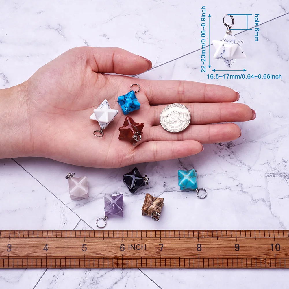 10pcs Natural Stone Pendants Reiki Heal Merkaba Star Pendant Charms For Jewelry Making DIY Necklace Earrings Findings