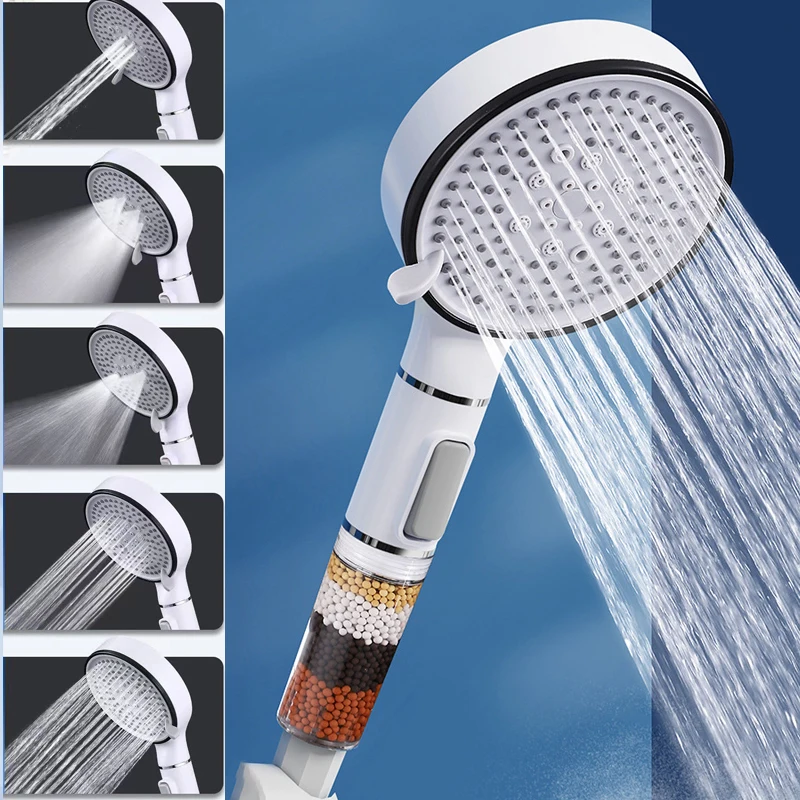 5 Modes Shower Head High Pressure Showerhead Anti Limestone Filter Rainfall Faucet Tap Bathroom Bath Home Innovative Accessories