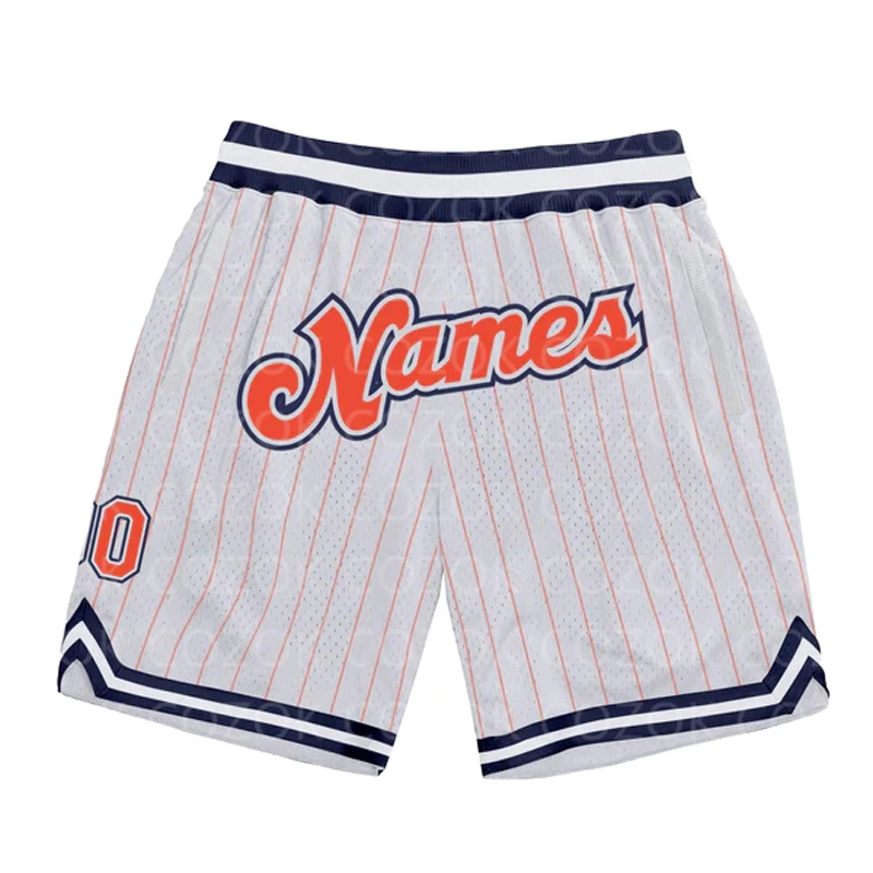 Custom White line Authentic Basketball Shorts 3D Printed Men Shorts Name Mumber Quick Drying Beach Shorts