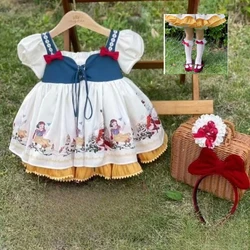 3pcs dress headwear socks Snow White Boutique Tutu Dress New Girls Lolita Court Dress Children Baby Christmas Princess Dress Up