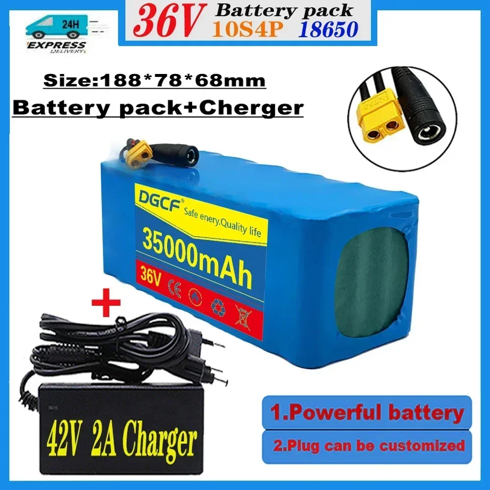 

10S4P Free delivery of 36V battery pack 35000 mAh battery pack 1000W high-power battery 42V 350000mAh BMS+42V2A charger