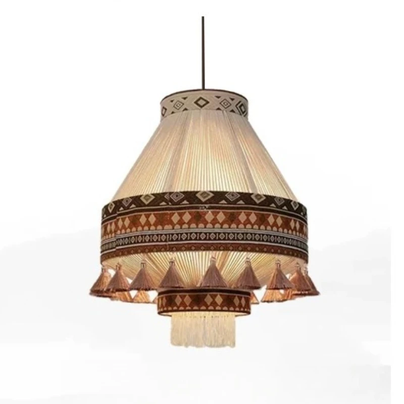 Retro Wabi Silent Wind Restaurant Chandelier B & B Bedroom Antique Living Room Light Bohemian Ethnic Style Restaurant Light