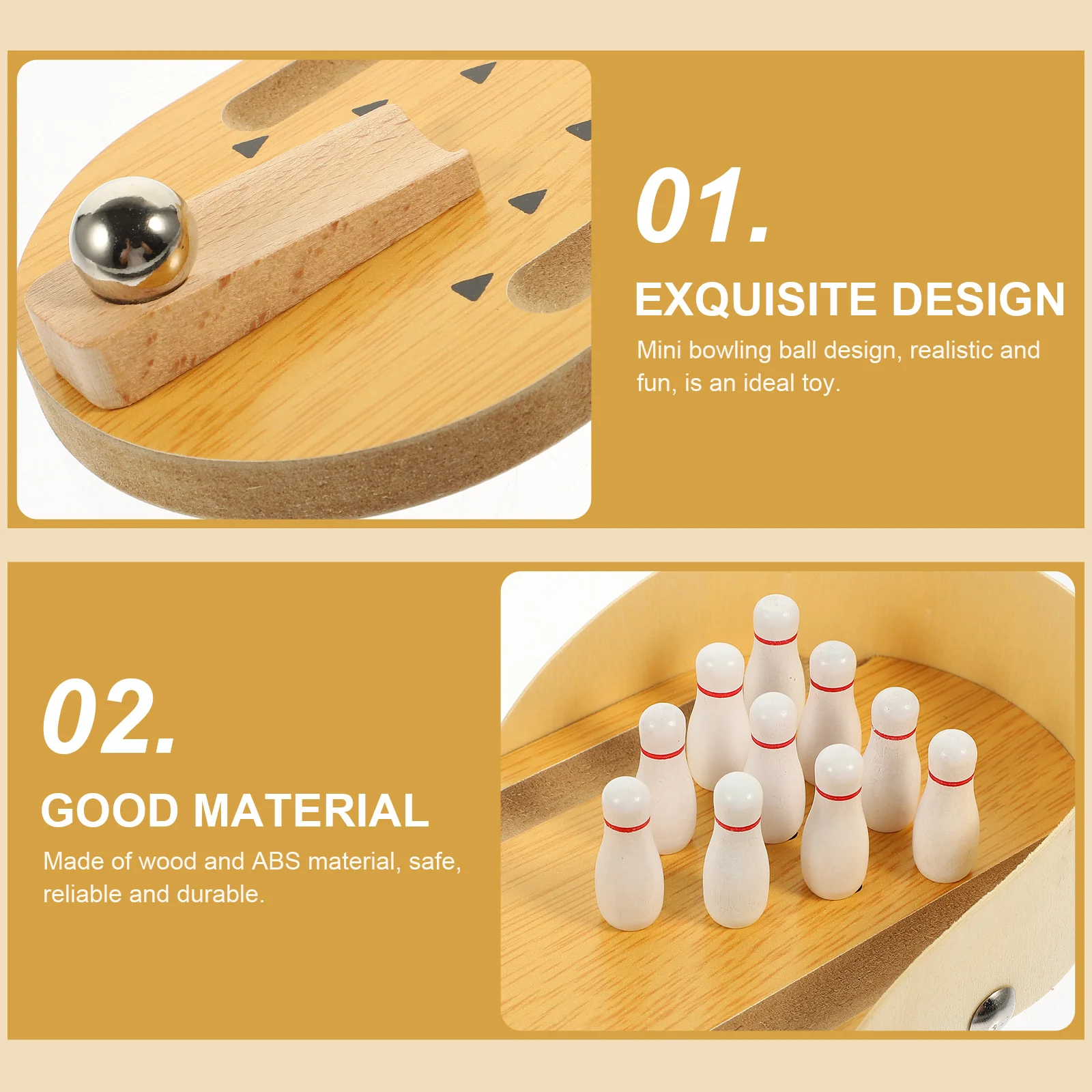 

1Set Mini Bowling Desktop Game Wood ABS Educational Interactive Family Parent Activity for Elderly