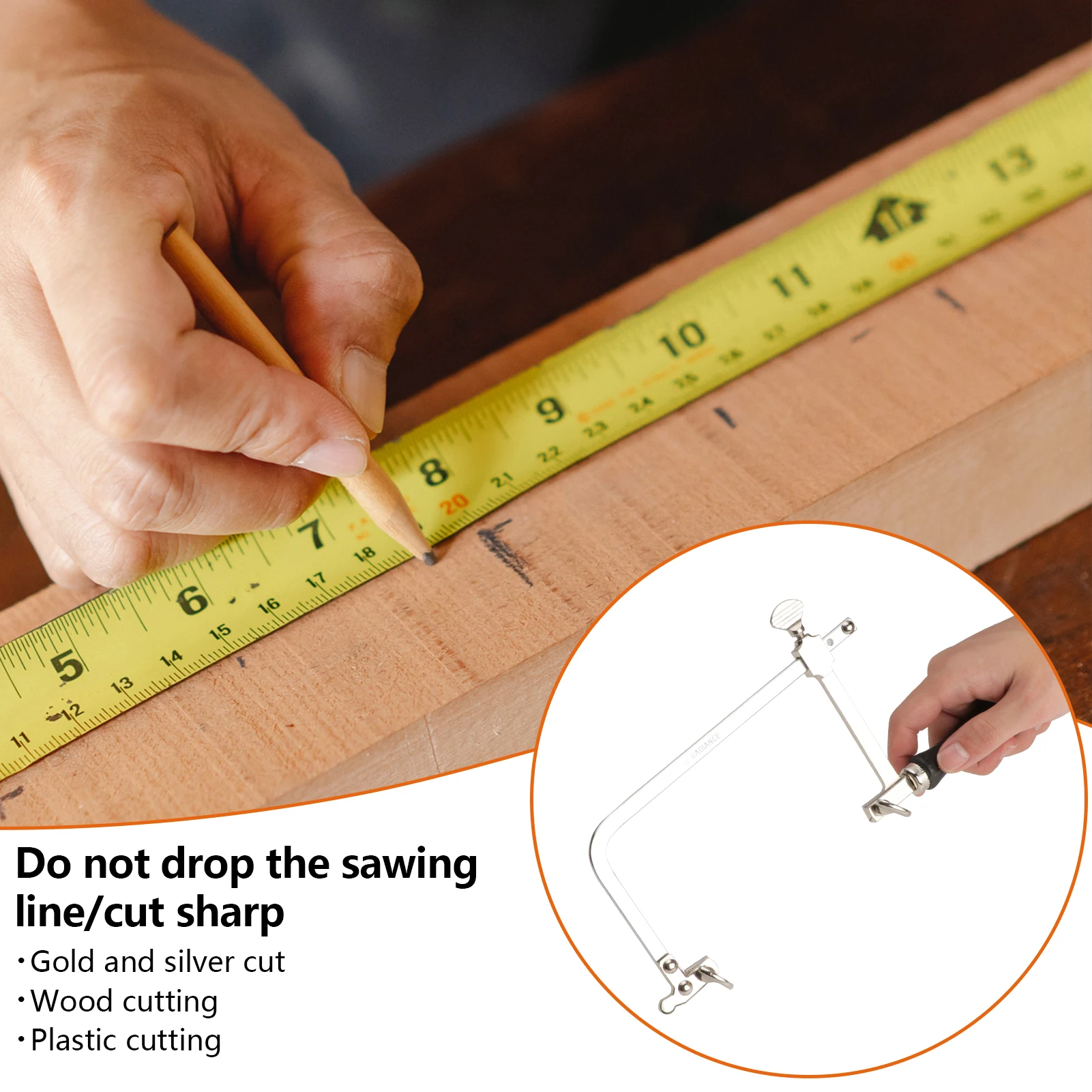 Portable U-shape Saw Bow Hacksaw with 12 Blades DIY Hand Tools Sawbows for Jewelry Craft Wood Glass Tree Trimming Cutting - view 6