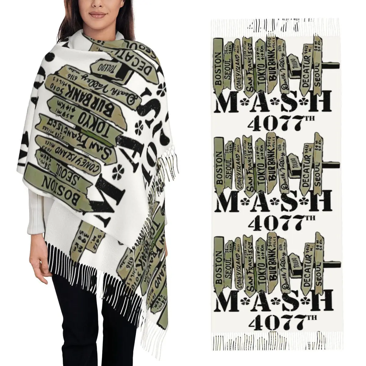 

Mash 4077 4077th Hawkeye Kinger Alan Alda War Шарф с кисточками Шарфы для женщин Мягкие шали и накидки Большая осенне-зимняя шаль