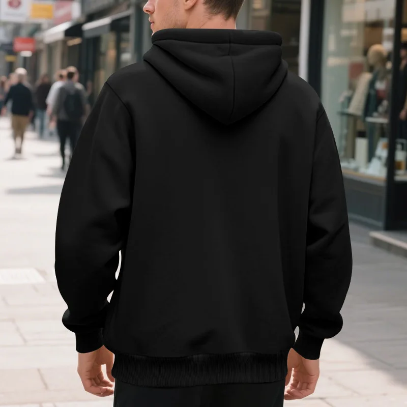 وصل حديثًا سترة بقلنسوة للرجال لخريف وشتاء 2025-لون سادة مقاوم للماء بسحّاب ملابس خارجية غير رسمية #2