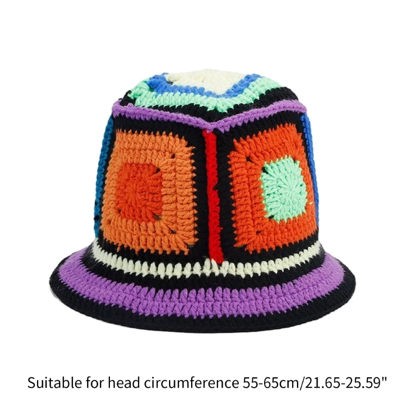 Sunproof Woman Crochet Hat Summer Fisherman Hat Teens Color Matching Bucket Hat Dropship