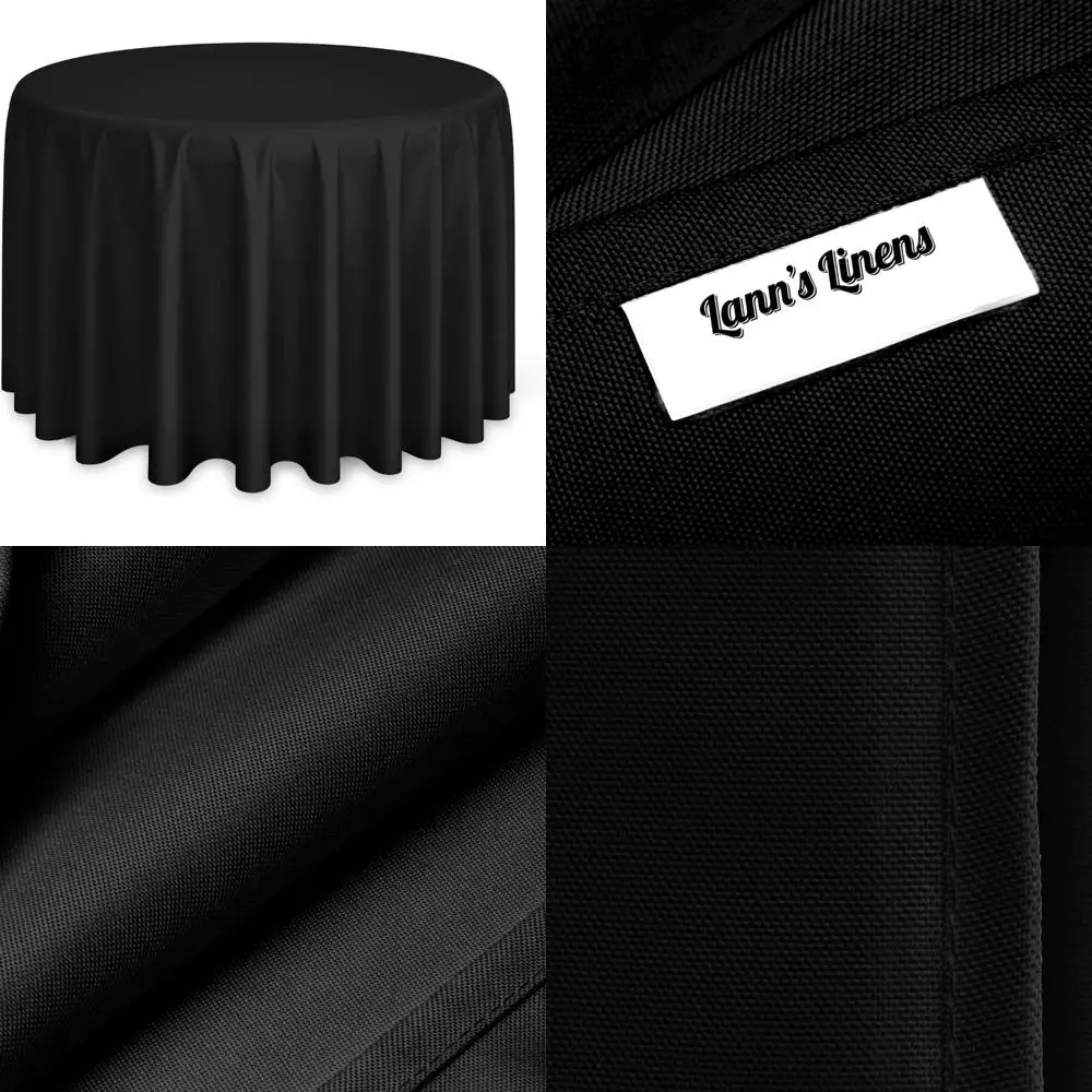 

Premium 120-Inch Round Polyester Tablecloths, 10 Pack, Suitable for Weddings, Banquets, and Restaurants - Black Elegant Table Li