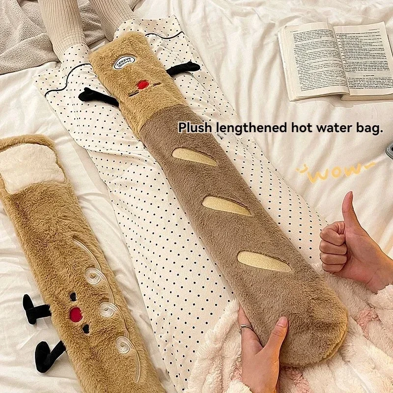 Hot Water Bottles Bag 76cm/56cm Long Cute Cartoon Removable Cover Extra Long Rubber Hot Water Bottle Waist Hand Foot Warmer 