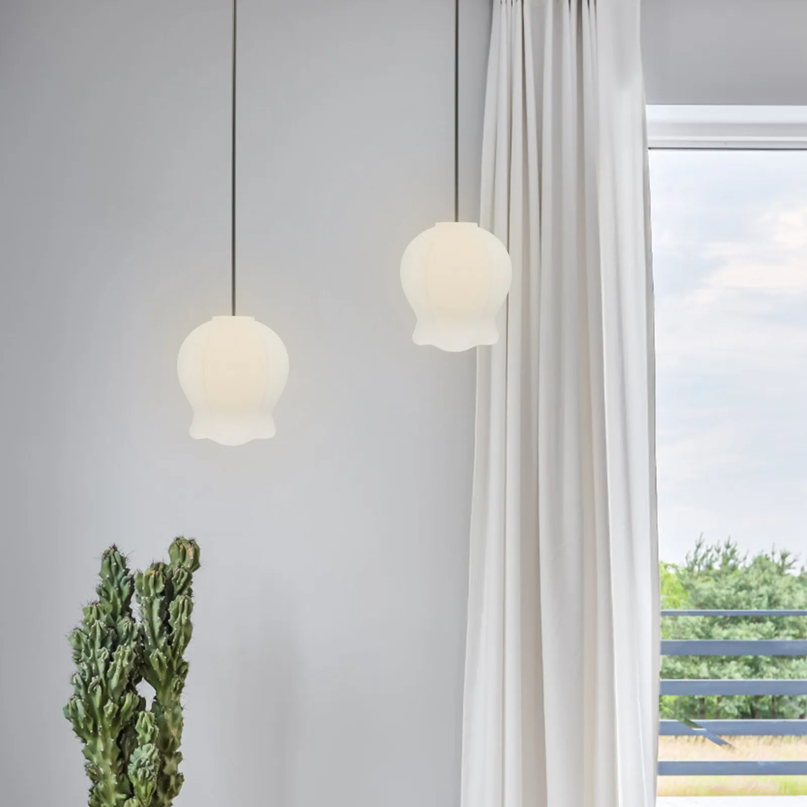 Flower Shaped Glass Lamp Shade Replacement Globe Decorative Cover Bedside Living Room Dining Room Pendant Light White Glass