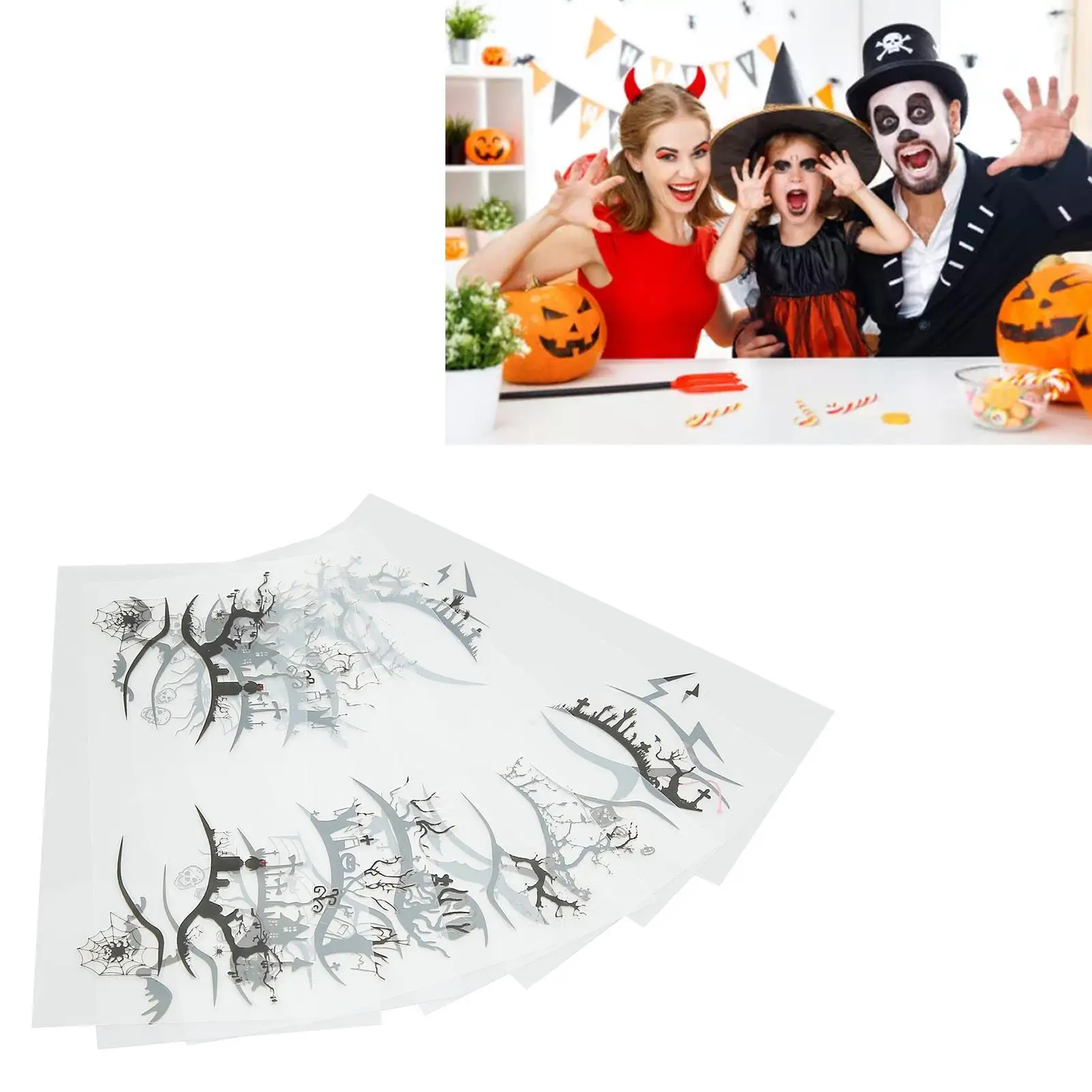 8 Sheets Halloween Eyeliner Stickers - Bat & Spider Decals for Quick for role Play & for stage Looks