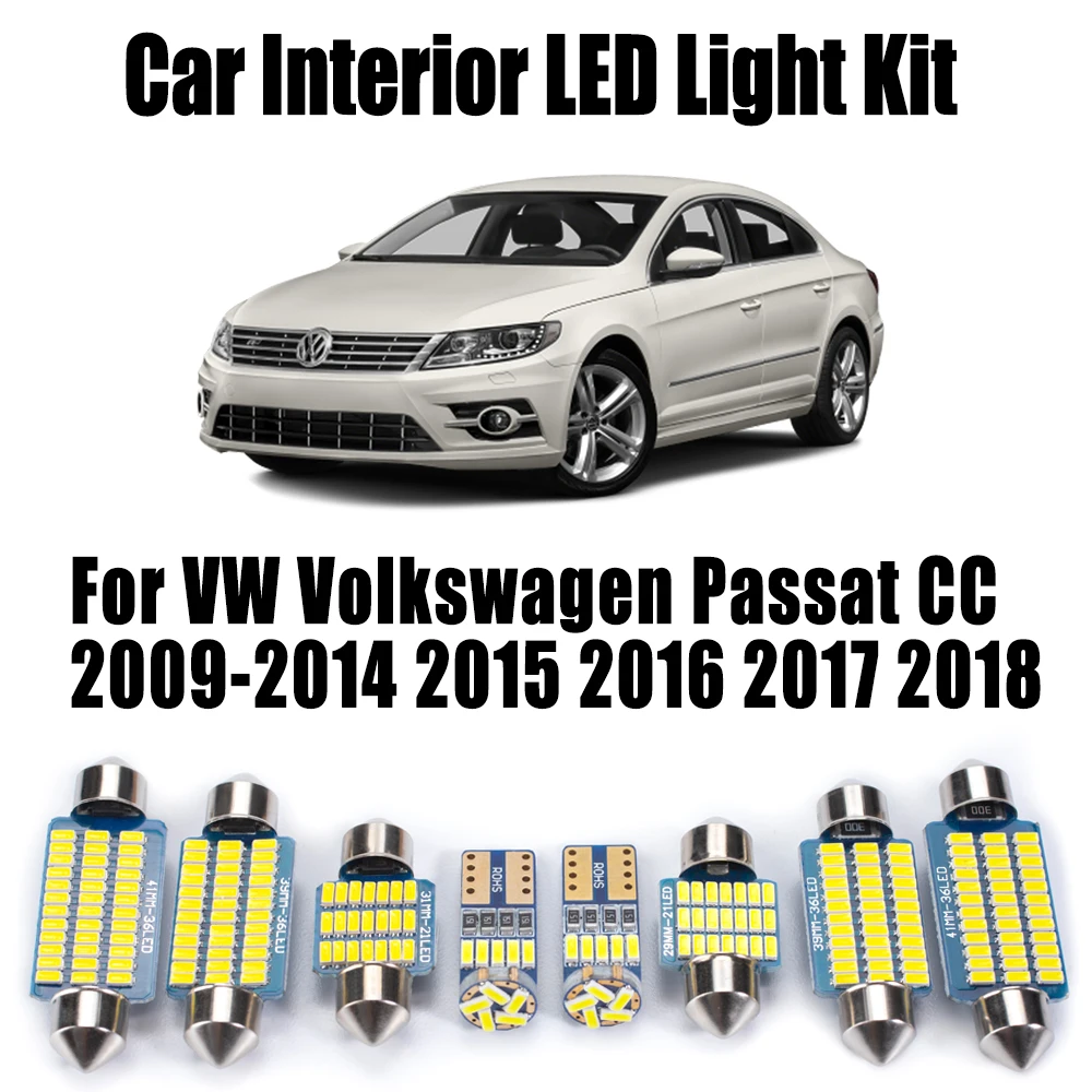 

For VW Volkswagen Passat CC 2009- 2015 2016 2017 2018 LED Interior Map Dome Trunk Door Light Kit Car Accessories Reading Bulb