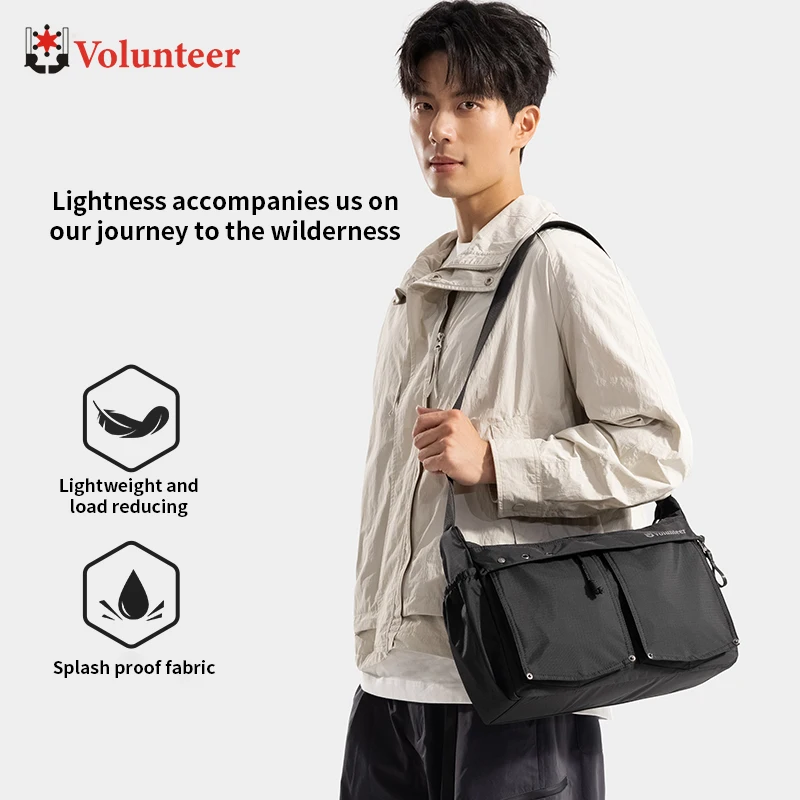 

VOLUNTEER 34L Crossbody Bags for Men Casual Korean Style Simple Fashion Waterproof Nylon Large Capacity Shoulder Bag 1886-01