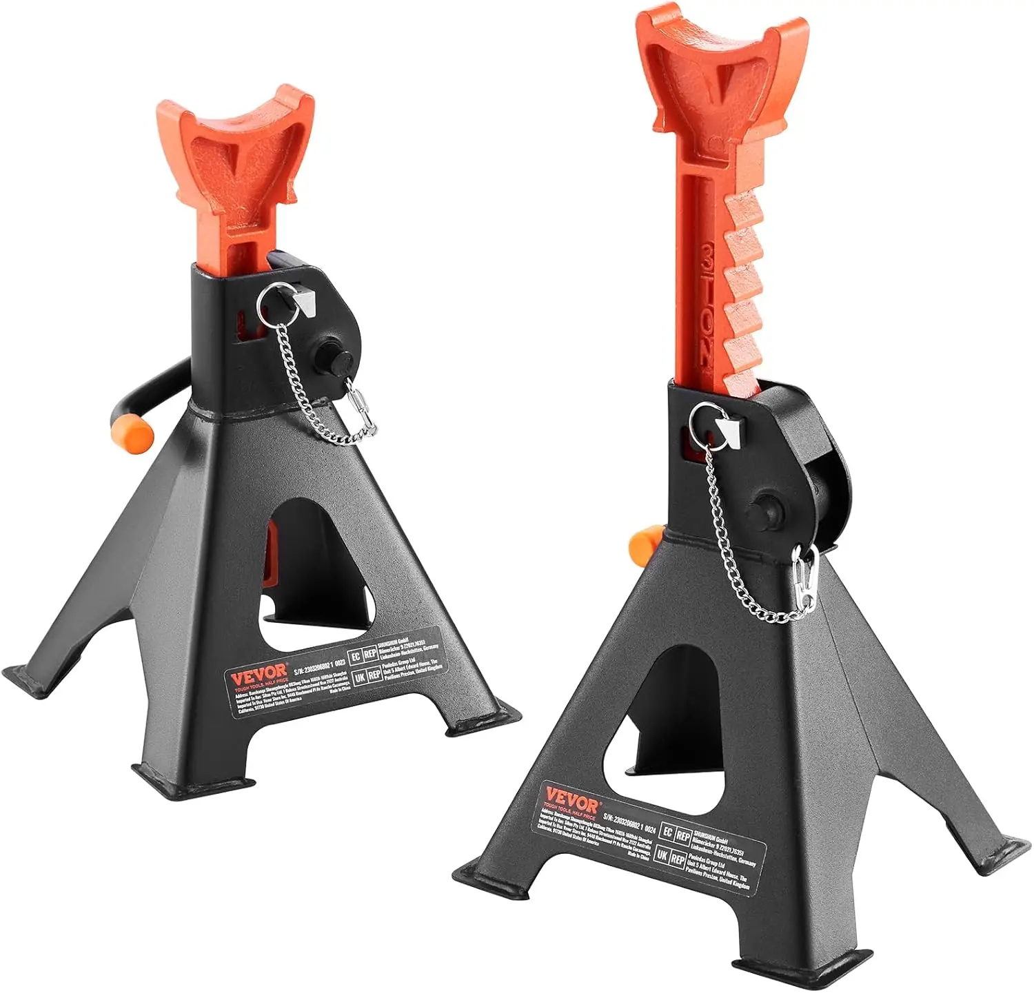 

3-Ton Car Jack Stands, Double Locking Safety, Adjustable Height 10.8-16.3 Inch for SUV Truck UTV ATV, Red Pair