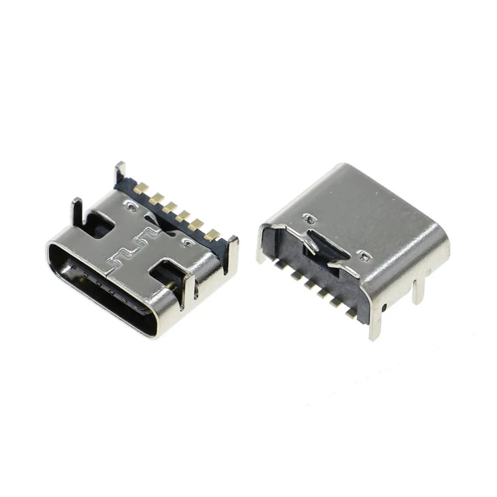 Current Mobile Phone USB 3.1 6 Pin SMT Socket Connector Type C Socket Connector Type-C Female Charging Socket Female Connector