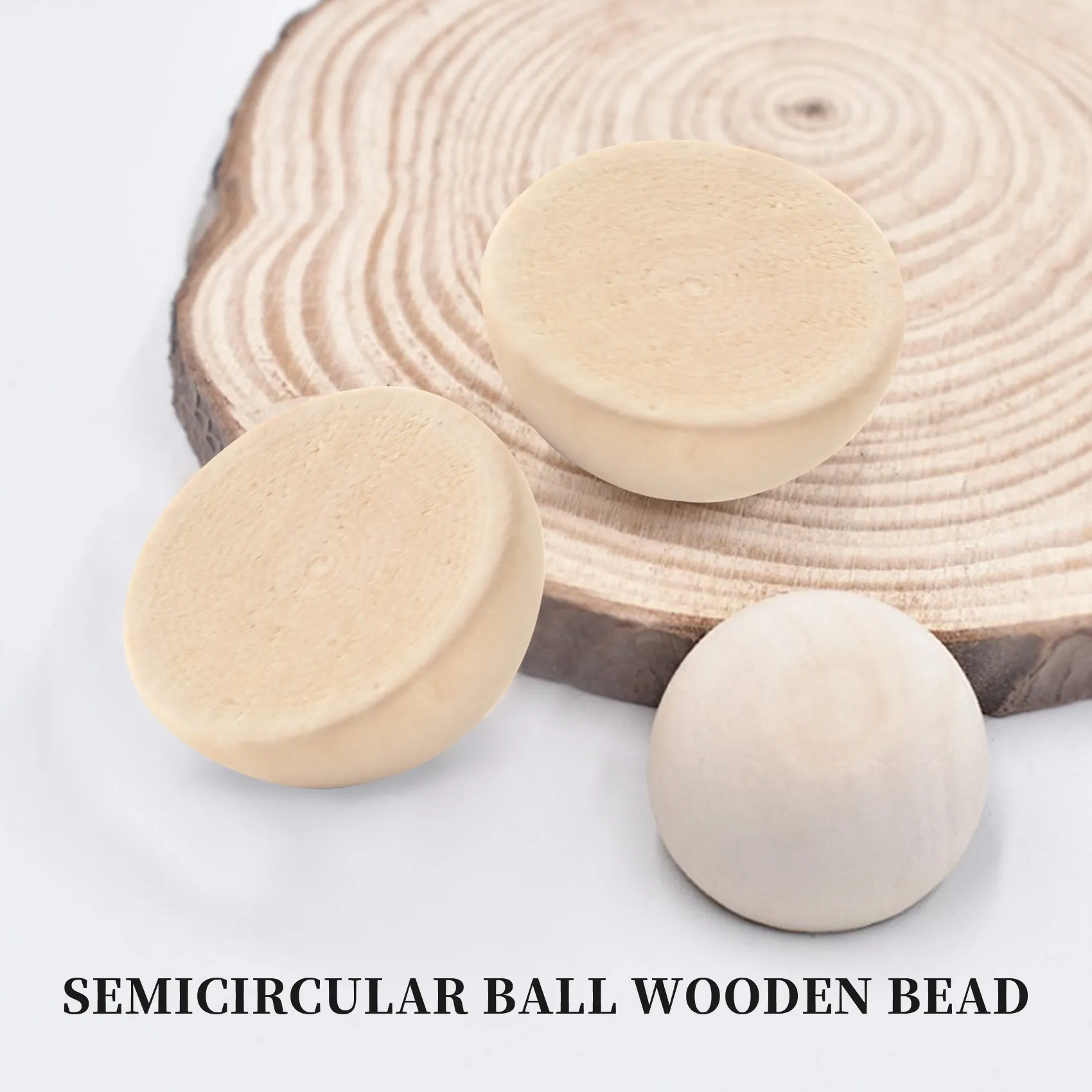 【売れ筋！】100個 20mm ハーフウッドビーズ、未完成の分割天然ラウンドウッドボール ルースビーズ DIY クラフト クリスマス用