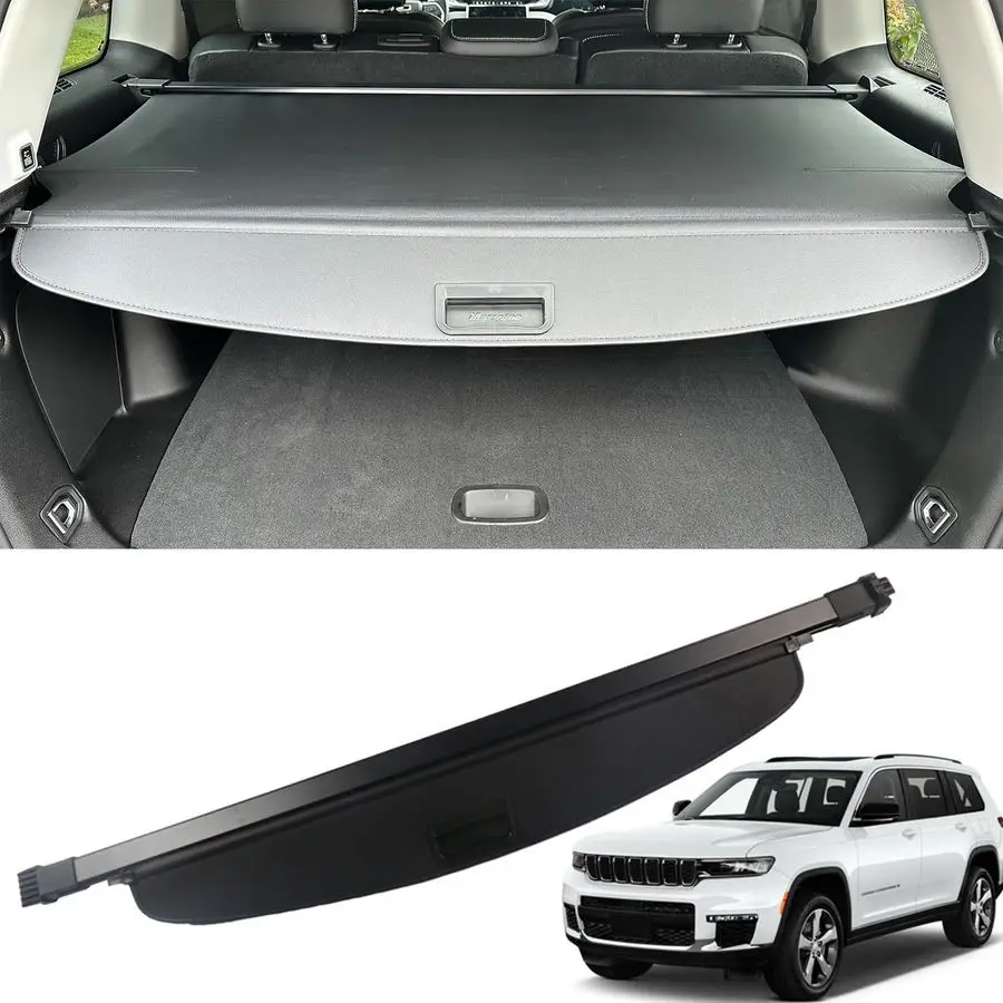 

for 2022 2023 2024 2025 2026 Jeep Grand Cherokee Cargo Cover Accessories 2 Row WL 4XE Cargo Trunk Cover Factory Style Black Retr