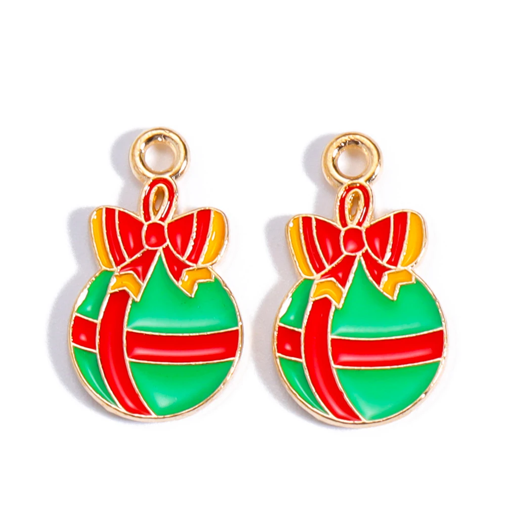 10 stücke Emaille Weihnachten Charms Weihnachten Elch Geschenk Schneemann Santa Claus Anhänger für DIY Halskette Ohrring Schmuck machen Accessoires – Detail 6
