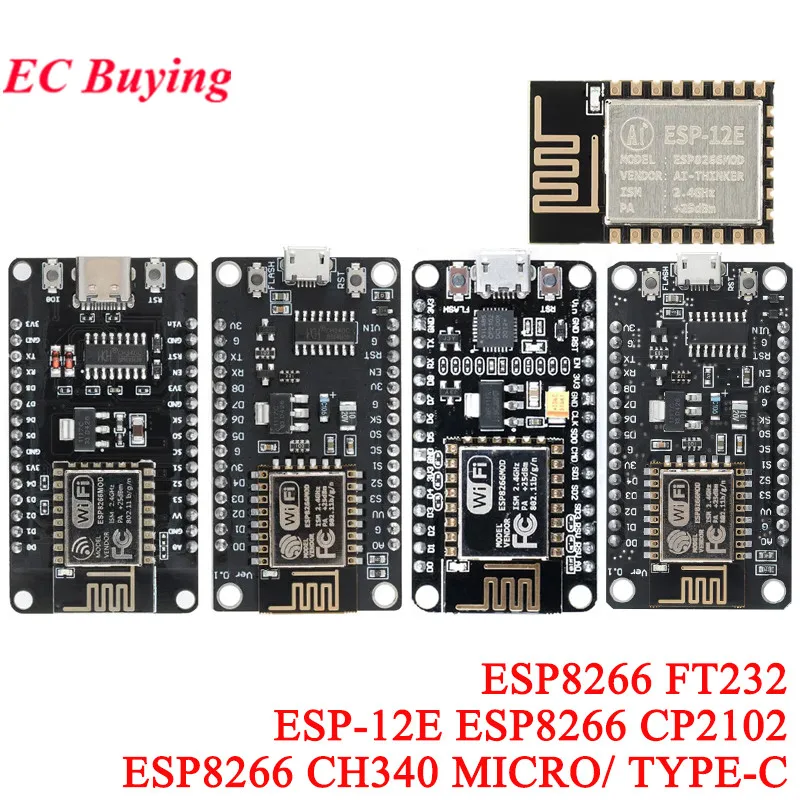 ESP8266 Serial Wifi Wireless Module CH340/CP2102 MICRO/ TYPE-C FT232 NodeMcu V3 Lua Internet of Things Development Board ESP-12E