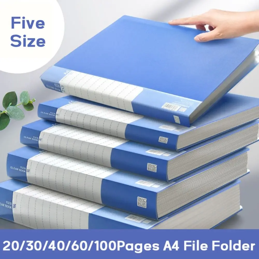 Simple PP A4 File Folder 20/30/40/60/100 Pages Thickened Archives Bag Large Capacity File Bag School Office