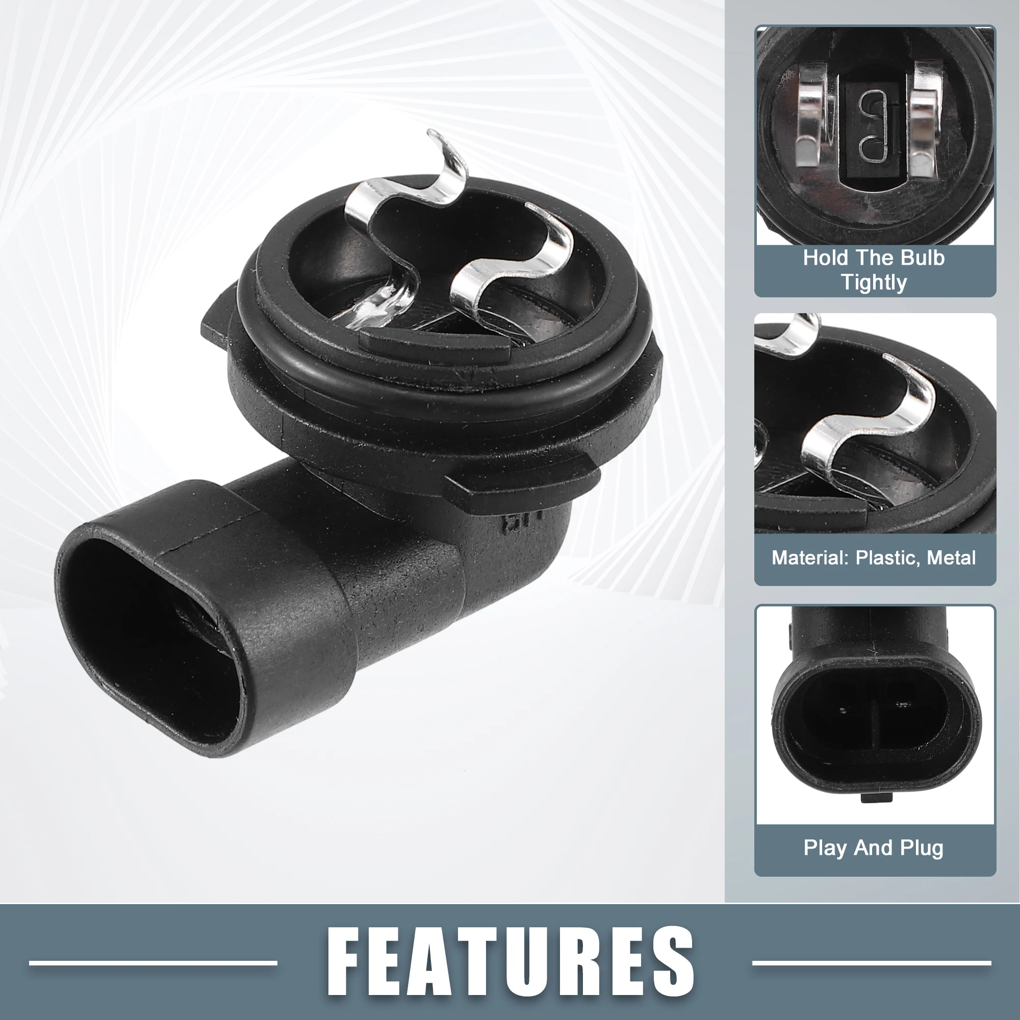 X Autohaux Fog Light Bulb Holder Socket 1445, H1 for Automotive Car Vehicle Plastic Black