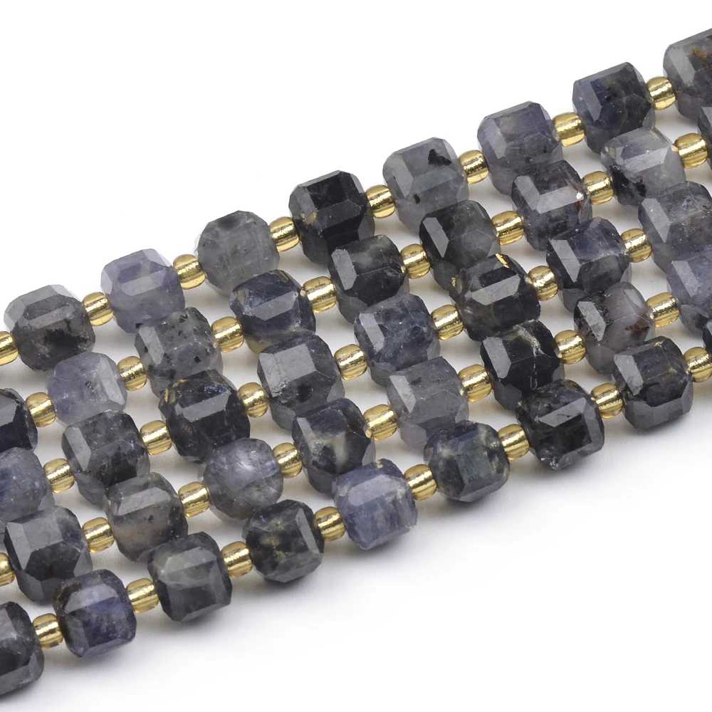 الجملة الطبيعية متعدد الألوان Iolite Mookaite Larvikite الأوجه مكعب فضفاض الخرز لصنع المجوهرات عقد دي اي واي سوار