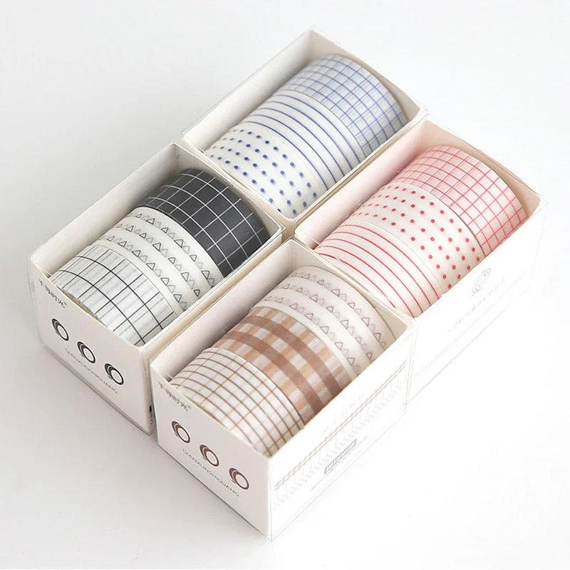 Chihiro Time Hand Account Washi Tape Set Kawaii Base Solid Color Lattice Border Sticker Masking Tape DIY Diary Album Planners