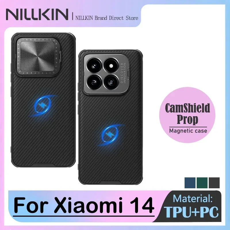 

Магнитный чехол NILLKIN CamShield для Xiaomi 14, защитная пленка для слайд-камеры с крышкой-подставкой, чехлы Magsafe для Mi 14, пылезащитные