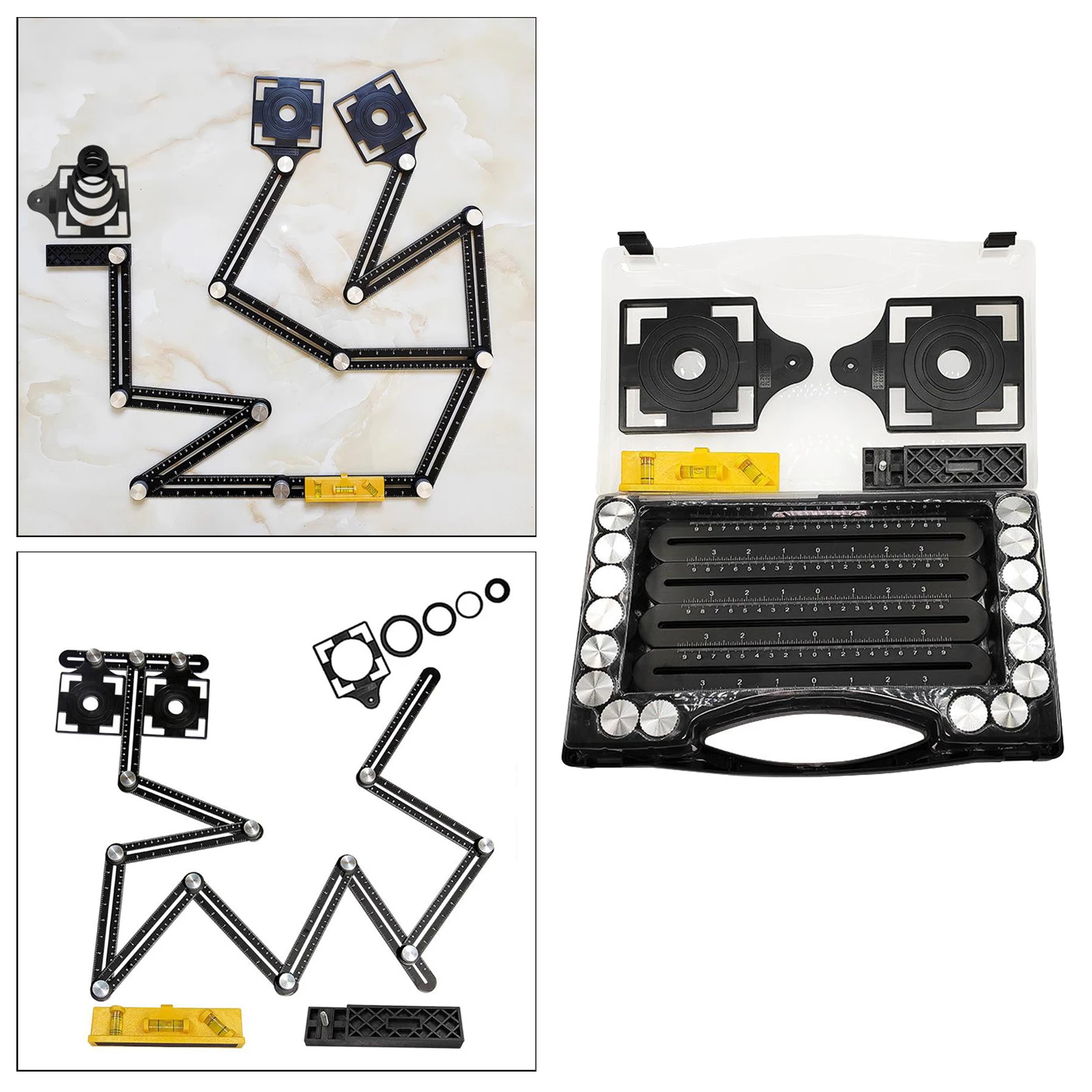 

Многоугольная измерительная линейка из алюминиевого сплава для плитки и столярных работ с отверстиями для позиционирования