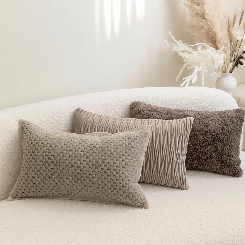 30x50CM Milk Coffee Pillow Cover Nordic Long Strip Light Luxury Stamping Waist Cushion Cover Decor Home Decorative Pillowcase