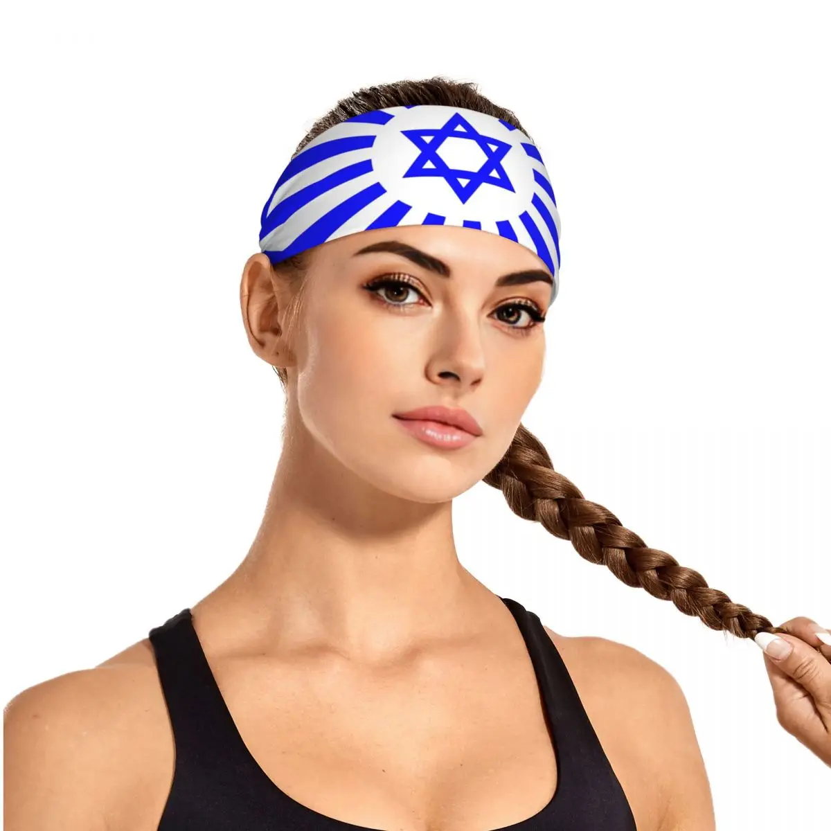 Flag Israel Empire Elastic Hair Band Yoga Headband Makeup Hair Hoop Headwrap