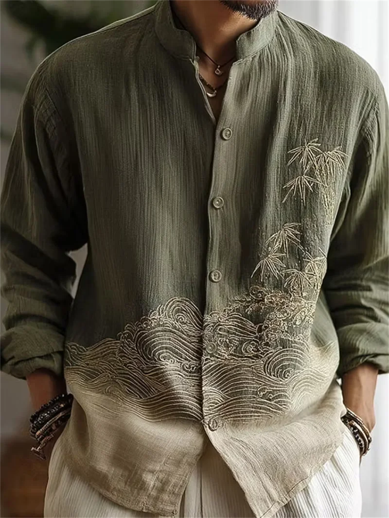 New Bohemian Style Sun and Moon Tie Dye 3D Printed Men's Long Sleeved Shirt Hippie Retro Vacation Casual Shirt