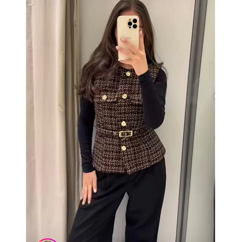 Femmes 2025 nouvelle mode automne gilets vestes Chic jeunes femmes ceinture mince élégant chaud vestes rue automne voyage manteaux gilets