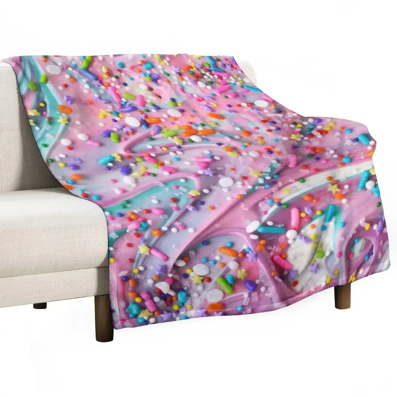 

Colorful Candy Swirls with Sprinkles Throw Blanket For Decorative Sofa Weighted Luxury St Winter beds Blankets