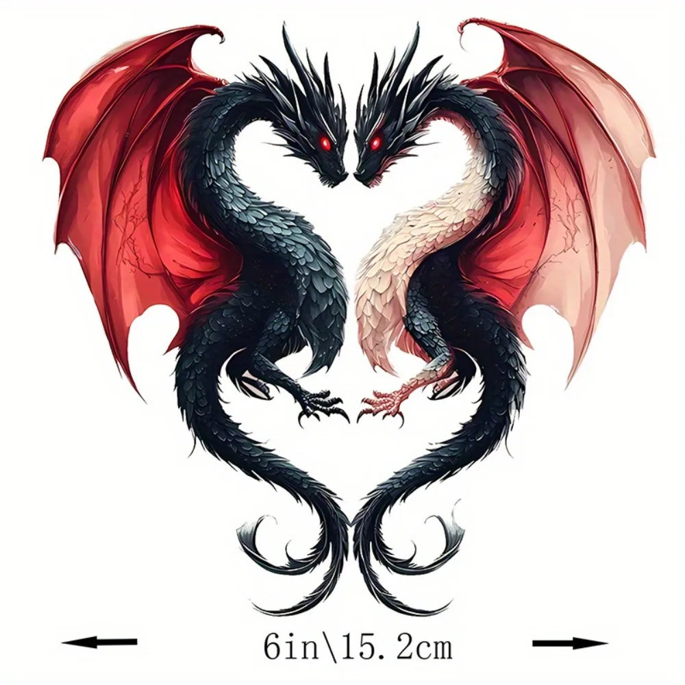 

Fantasy Dragon Car Sticker Red and Black Design with Shiny Wings Self Adhesive Vinyl Suitable for Laptops Bottles Trucks